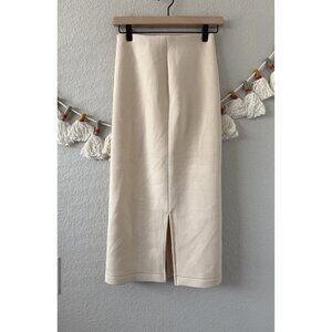 Leze The Label Beige Aline Slit Midi Pull On Skirt Neutral Capsule Wardrobe S